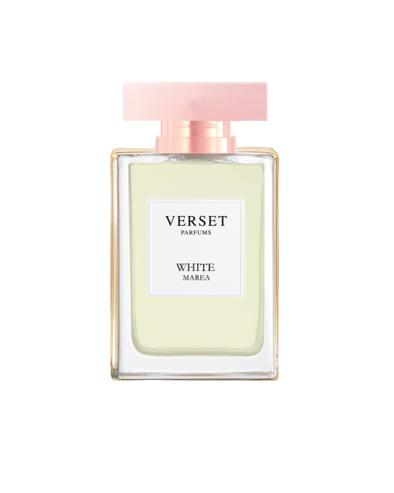 Verset White Aurora perfume bottle on a white background