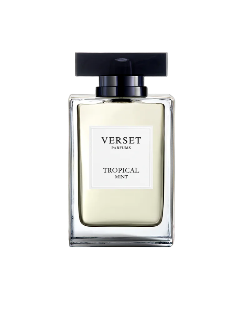 Verset Parfums Tropical Mint perfume bottle on a white background